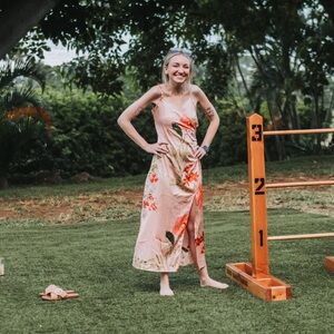Lulu's Blush and Orange Floral Maxi Dress